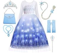 Davvew Vestido de Princesa para niñas, Disfraz de Princesa con Luces LED para niñas, Navidad, Halloween, Disfraz con Luces LED para Adolescentes y niños pequeños