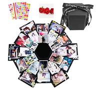 Dawa Boîte d'explosion noire créative faite à la main Album photo Scrapbooking Boîte cadeau pour Noël, anniversaire, Saint-Valentin, mariage, fête des mères