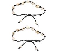 Dawafit Lot de 2 bijoux d'été pour femme - Bracelet pieds nus - Cheville sur la jambe - Sangle de cheville noire