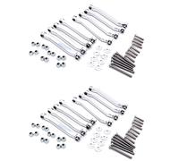 Dawafit Lot de 2 tiges de traction pour châssis en métal pour MN D90 D91 D96 D99 D99S MN90 MN99S 1/12 RC Car Pièces de mise à niveau Argenté
