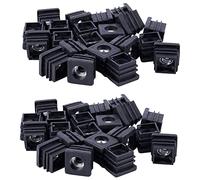 Dawafit Lot de 40 bouchons d'extrémité de tube carrés M8 20 x 20 mm Noir