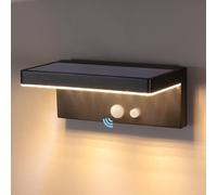 DAWALIGHT Lampe Solaire Extérieur avec Détecteur de Mouvement 3 Modes Applique Mural Extérieur LED Solaire Étanche IP44 Blanc chaud Lumière Solaire pour Jardin Terrace Porte d'entrée, Aluminium, Noir