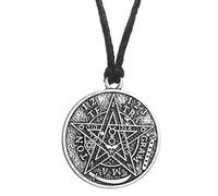 Dawapara Collier avec pendentif en hébreu ésotérique et pentagramme du nom de Dieu - Bijou de bénédiction pour homme, Sans pierre