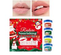DAWCBVJQ Baume Hydratant Pour Lèvres, 4 Pièces Crème Hydratante Aromatisée pour Noël, Set De Baume Pour Lèvres Sèches Fêtes, Pour Matin Et Nuit Hiver Femmes Filles Hommes Nouvel An Saint-Valentin