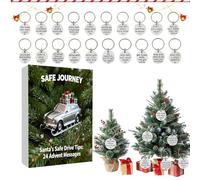 DAWCBVJQ Calendrier de l'Avent pour une conduite sûre avec porte-clés, 24 jours porte-clés guide sécurisé - Pendentif calendrier comptable pour papa fils conducteurs de banlieue nouveaux propriétaires