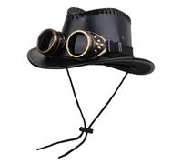 DAWCBVJQ Chapeaux cylindriques Steampunk pour homme - Chapeaux à grand bord - Avec lunettes de protection - Décoration pour cosplay, défilé de mode, carnaval, fête