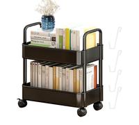 DAWCBVJQ Chariot à Livres à roulettes, Chariot Utilitaire à 2 étages avec roulettes, Chariot de Cuisine, 37 x 25 x 43,5 cm, Organiseur, Chariot à collation avec roulettes, Chariot de Rangement de