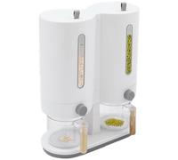 DAWCBVJQ Distributeur de Grains | Conteneur Scellé de Distribution par Pression de 5 kg - Distributeur de Céréales de Cuisine à Double Bac,pour Salle à Manger Cuisine Office Céréales Soja