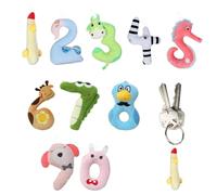 DAWCBVJQ Figurine en Peluche de Chiffre - 10 pièces Porte-clés - Peluche Chiffres 0-9 pour Enfant,pour Chambre, étagère, Table, Bureau, Chambre de bébé, Petite Amie, Femme, Amie, sœur, Fille, Enfant,