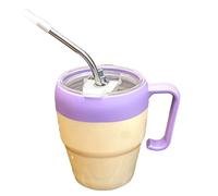 DAWCBVJQ Gobelet à café glacé - Tasse pour boissons chaudes avec lettres - Gobelet avec paille anti-fuite et poignée | Pour mariage, pique-nique, camping, restaurant, cuisine