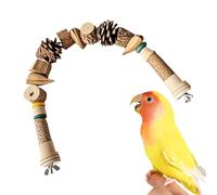 DAWCBVJQ Jouet pour perroquet - Jouet de soin du bec pour perruches dans la cage - Accessoires naturels en bois avec pommes de pin et ficelle pour perroquets, cacatoès,