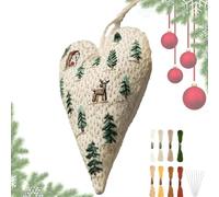 DAWCBVJQ Kit Broderie Adulte Cœur Décoratif | Apprendre à Broder | Artisanat pour Décoration Murale Maison Adultes Seniors Loisir Détente Activité de Groupe Projet Voyage