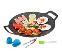 DAWCBVJQ Poêle à repasser coréenne antiadhésive, plaque en fonte avec poignées, ustensiles de cuisine barbecue pour viande, fruits de mer, légumes | pour plaque à induction et électrique