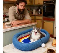 DAWCBVJQ Tapis À Griffes pour Chat,Lit Ovale avec Balle - Tapis Griffoir pour Protecteur de Meubles - pour Toutes Races Salon Balcon Maison Chambre Voyage Intérieur Extérieur Quotidien