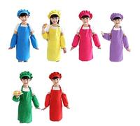 Daweglop Ensemble de Tablier de Chapeau de Chef pour Enfants de 12 PièCes, Tablier de GarçOn et de Fille pour Enfants Tablier de Coton RéGlable Tablier de Cuisine