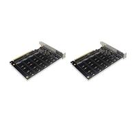 Daweglop Lot de 2 cartes adaptateur 4 ports NVMe PCIE M.2 NVME PCIe X16 Adaptateur 4 x 32 Gbps M Clé Convertisseur de Lecteur Carte d'extension