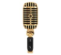 Daweglop Microphone Professionnel Filaire Vintage Dynamique, Micro Filaire pour Chanter, Karaoké en Direct, Doré