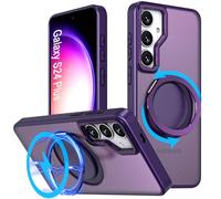 DAWEIXEAU Coque pour Galaxy S24 Plus,Compatible avec MagSafe 360° Rotatif à Anneau Magnétique Support Antichoc Étui pour Téléphone Portable pour Samsung Galaxy S24 Plus (Violet)
