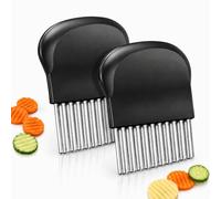 Dawfund 2 PCS Couteau à légumes en Acier Inoxydable en Plastique 14 x 9,5 cm, Couteau de Tranches de Pomme de Terre, Coupe Ondulé Manuel pour Frites Légumes Fruits Fromage, Accessoire Cuisine Créatif