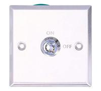 DAWH Interrupteur à clé universel en acier inoxydable argenté, ON-ON-OFF, Bouton, 12 volts de courant continu, Normalement ouvert, Fil de queue soudé, 1 unité