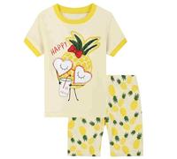 DAWILS Ensemble De Pyjamas Filles Été Court Ananas Coton Pijama Bébé Enfants Vêtements de Nuit 3 Ans