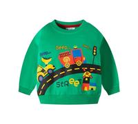 DAWILS Sweatshirt Garçon Pullover Noël Excavatrice Voiture Rue Vert Molleton Printemps Automne Hiver Sportswear Enfants Décontracté Maillot de Survêtement Pull Veste pour Bébé Garçon 3 Ans