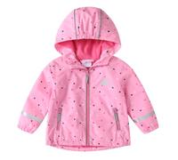 DAWILS Veste Softshell pour Enfant, Manteau Imperméable Garçon, Blouson Coupe Vent à Capuche Fille, Veste Doublure en polaire, Vêtement de Pluie Enfant, 12 Mois, Amour Rose
