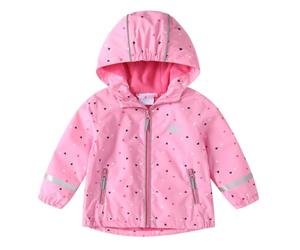 DAWILS Veste Softshell pour Enfant, Manteau Imperméable Garçon, Blouson Coupe Vent à Capuche Fille, Veste Doublure en polaire, Vêtement de Pluie Enfant, 3 Ans, Amour Rose