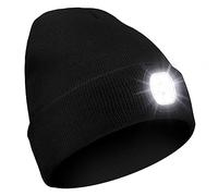 DAWINSIE Bonnet de course lumineux à LED avec lumière USB rechargeable avec lumière extrêmement lumineux 6 LED Lampe frontale d'hiver chaude pour homme et femme, Noir