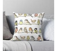 Dawn Chorus Garden Birds Taie d'oreiller carrée en polyester et lin Motif velours Fermeture éclair Housse de coussin décorative pour la maison