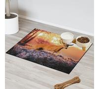 Dawn Forest Tapis d'alimentation pour chat et chien Tapis d'alimentation absorbant Nti-Slip Contiennent les déversements, protège les sols, 30,4 x 50,8 cm