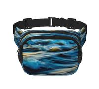 Dawn Waves Unisexe Taille Réglable Carré Double Couche Ceinture Sac pour Activités de Plein Air Voyage Course Randonnée, Noir , Taille unique