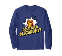 Dawn with Oligarchy Retro 70's Protestation Vintage Social Justice Manche Longue