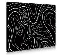 DAWNTREES Tapis de souris de jeu en verre, suivi précis et rapide, verre trempé, base en caoutchouc antidérapant, tapis de souris XL pour joueur, bureau et maison, topographique noir