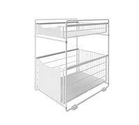 DAWNYIELD Organisateur à 2 Niveaux avec Tiroir de Rangement sous L'évier, Armoire Coulissante, Panier Coulissant, Porte-épices, Porte-snack, pour La Cuisine, La Salle de Bain, et La Chambre-Blanc