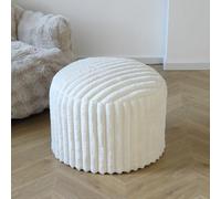 DAWNYIELD Pouf Rond, Tabouret Repose-Pieds en Mousse Mémoire - Housse en Fausse Fourrure Douce, Pouf Canapé Tabouret, Multifonction pour Salon, Bureau, Chambre, 38x50x50 cm, Blanc