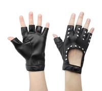 DAWRIS 1 paire de gants punk sans doigts en cuir PU pour femmes, gants à rivets punk pour adultes, hip-hop, Halloween, cosplay, carnaval, costume de performance