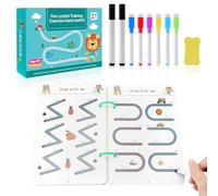 DAWRIS Cahier d'exercices magiques préscolaires avec stylo, réutilisable pour enfants, 8 stylos, pour la calligraphie, les chiffres, le dessin, l'apprentissage de l'écriture des lettres