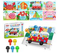 DAWRIS Jeu de mosaïque Montessori pour enfants à partir de 2, 3, 4, 5 ans - Jeu de mosaïque pour apprendre les couleurs