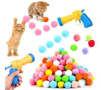 DAWRIS Jouet pour Chat interactif avec 2 pièces Lanceur de Balles, 100 Pièces Balles de Jouet pour Chat Boules de Jouet pour Animaux de Compagnie Interactive Training Jouets pour Chat