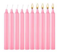 DAWRIS Lot de 10 bougies coniques de 10 x 1,5 cm de long, chandeliers roses, non parfumés, ne coulent pas et sans fumée pour dîner à la maison, fête, mariage, Halloween, église, Noël