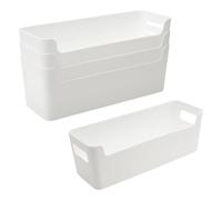 DAWRIS Lot de 4 boîtes de rangement pour salle de bain, paniers de rangement blancs, tiroirs en plastique, pour cuisine, papeterie, armoire, coiffeuse, câble de données