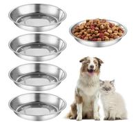 DAWRIS Lot de 5 gamelles pour chat en acier inoxydable de 15,7 cm - Assiettes plates peu profondes de rechange pour petits chiens et chats