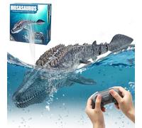 DAWRIS Mosasaurus Bateau télécommandé 2,4 GHz étanche U Bateau télécommandé pour enfants à partir de 6 ans avec lumière LED et brouillard double hélice Jouet pour piscine étang salle de bain