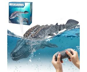 DAWRIS Mosasaurus Bateau télécommandé 2,4 GHz étanche U Bateau télécommandé pour enfants à partir de 6 ans avec lumière LED et brouillard double hélice Jouet pour piscine étang salle de bain