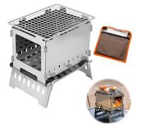 DAWRIS Poêle à bois portable Hobo - Pliable et coupe-vent - Acier inoxydable - Sac de transport inclus - Multifonction 3 en 1 - Camping solo, randonnée