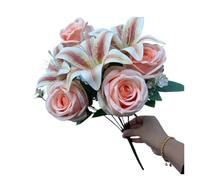 DAWSAXZKL Bouquet de Couleurs printanières : Roses et lys mélangés à 9 tiges avec - Fleurs fraîchement coupées for la décoration Maison, Mariage, Anniversaire(Windshield Bracket)