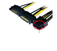 DAWSAXZKL Carte vidéo PCI Express 6 Pouces, 2x4 Broches à 8 Broches, câble de convertisseur de Puissance Pci-e ATX PSU vers Adaptateur Pcie 8 Broches(15CM,Dual SATA to 6 2pin)