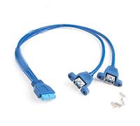 DAWSAXZKL PC Case Informatique Interne 19pin Femelle à 2 Ports Dual USB 3.0 Tapez Un câble de Montage de Verrouillage à vis Femelle Bleu 25 cm / 50 cm(50cm)