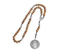 DAWTHTW Chapelet catholique avec médailles de pardon en perles de bois pour baptêmes et cérémonies de messe, One Size, Comme décrit, Comme décrit.